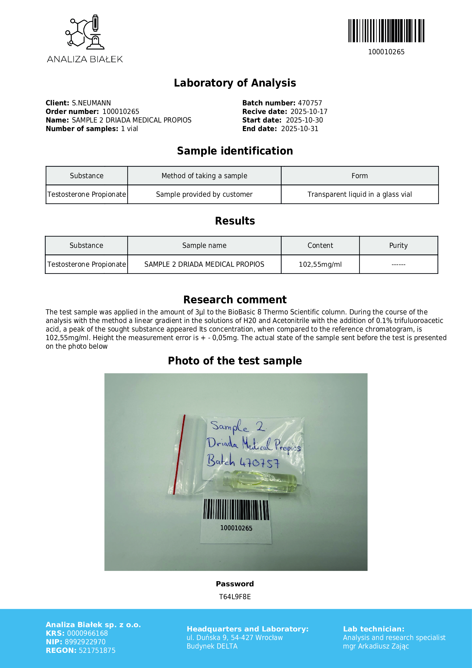 Propios 100 mg/ml (Testosterone Propionato) 10ml vial - immagine 4