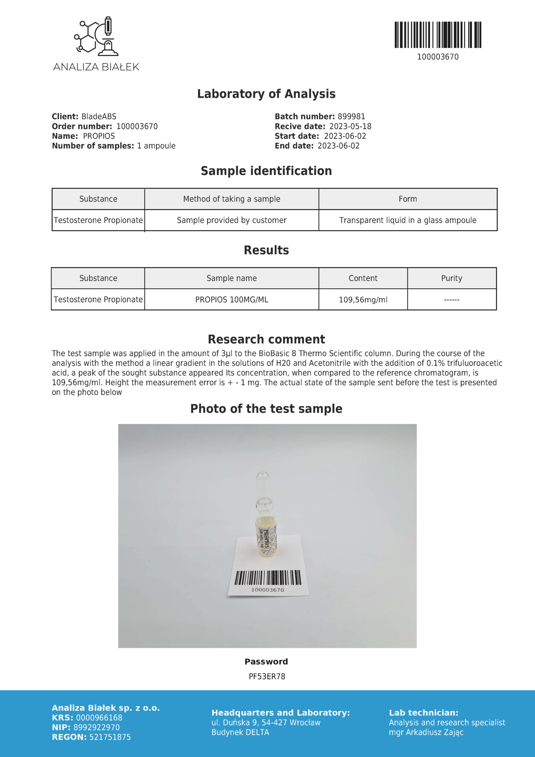 Propios 100 mg/ml (Testosterone Propionato) 10ml vial - immagine 3