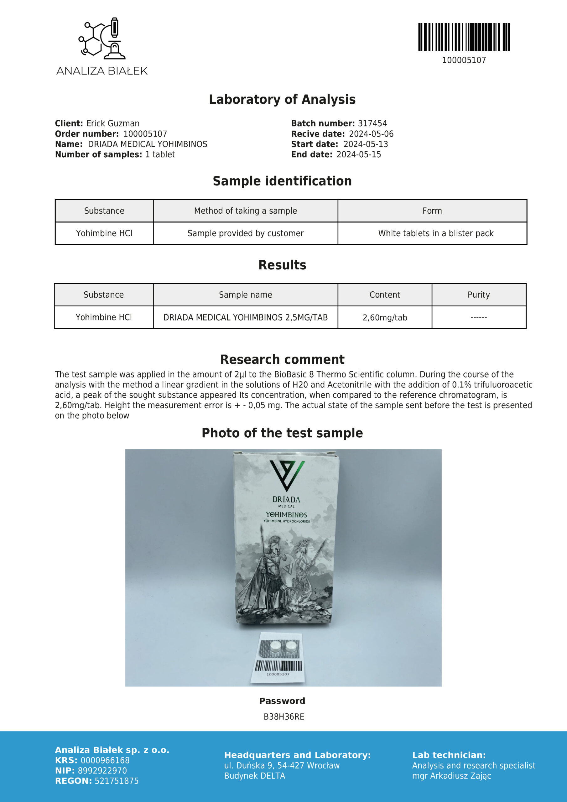 Yohimbinos 2.5mg (Yohimbine Hydrochloride) Yohimbina cloridrato - immagine 2